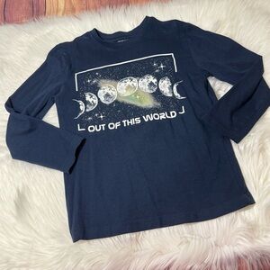 Primark Youth Boy Size 7-8 Years Navy Moon Phases Long Sleeve Shirt